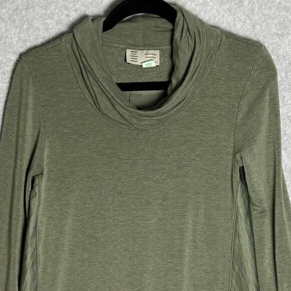 Saturday Sunday Anthropologie Sz M Green‎ Cowl Neck Flowy Dress Stretchy Rayon - Picture 9 of 13